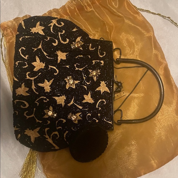 Handbags - Elegant Black and Gold Women's Handbag